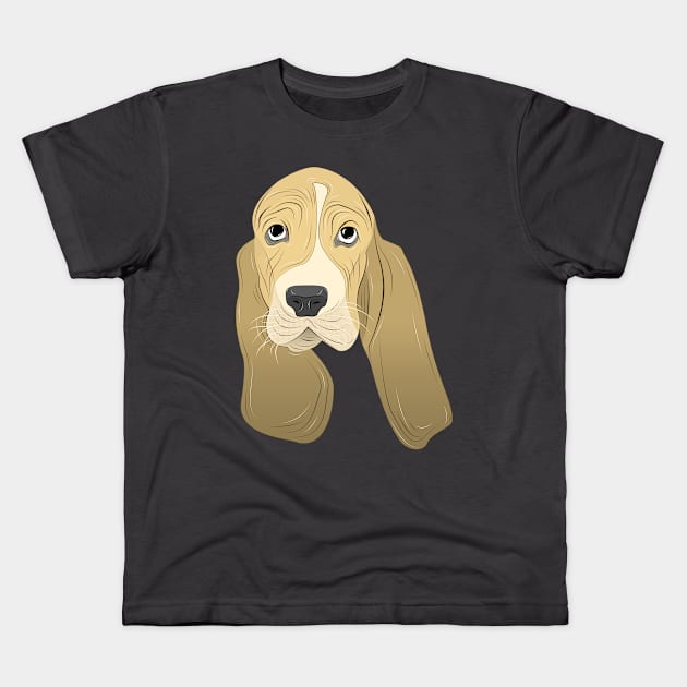 cute basset hound puppy face Kids T-Shirt by dwalikur